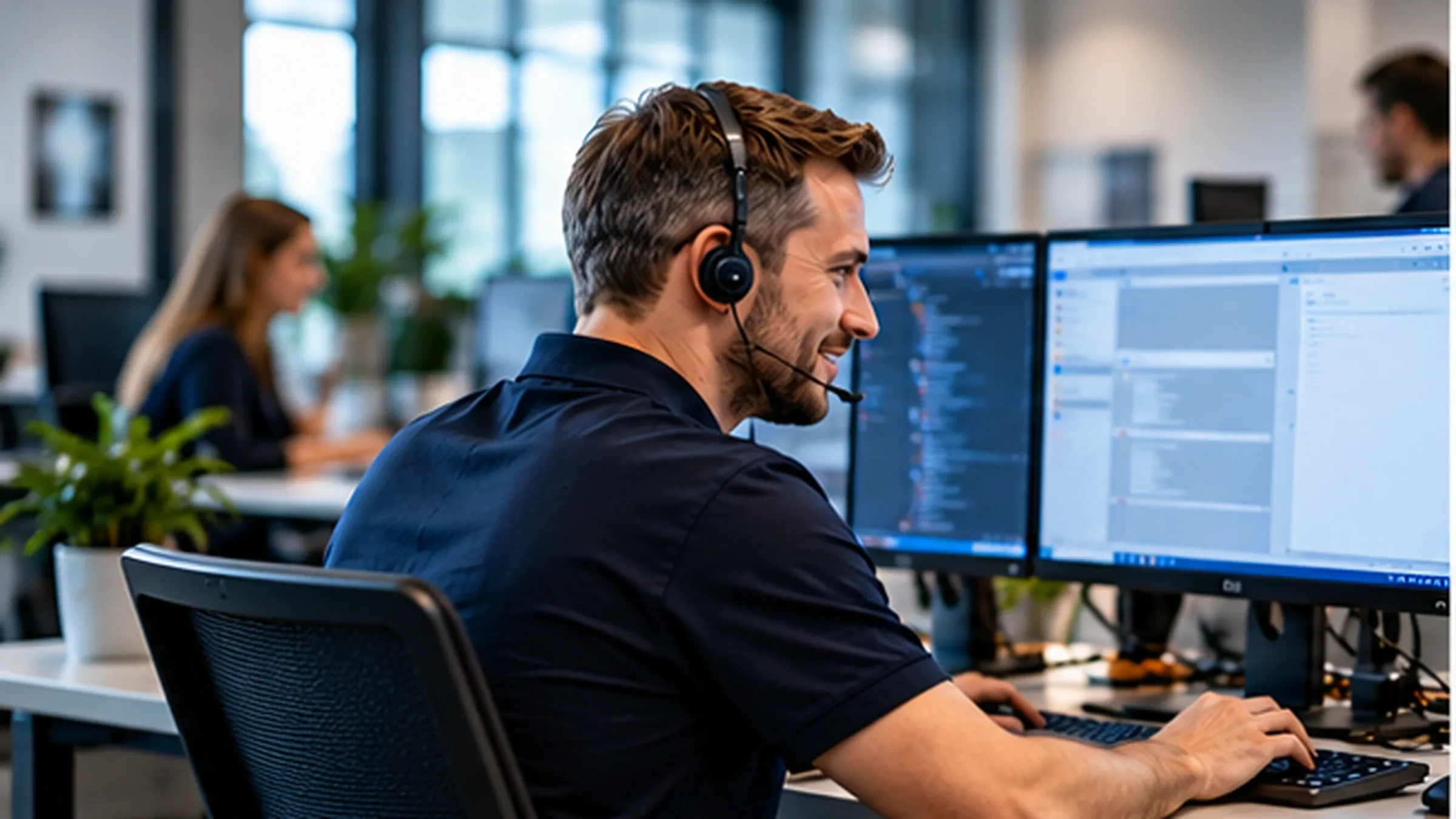 IT-Betreuung an einem Arbeitsplatz im Büro